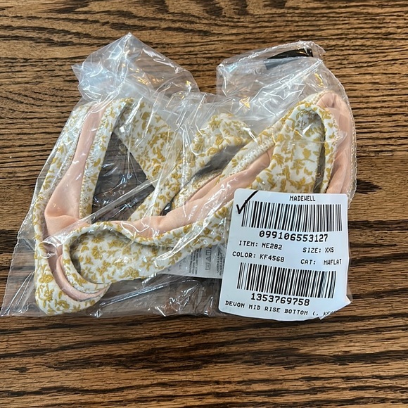 Madewell Second Wave Floral Jacquard Classic Bikini Bottom, NE282, XXS - Picture 5 of 5